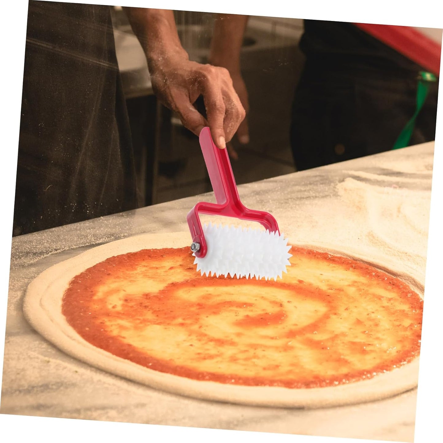 Pizza Dough Roller Docker Pizza Hole Puncher Kitchen Gadget Food-Grade Dough Perforator Roller for Even Crust Prep Helps Reduce Bubbles 7.87 X 4.72 X 1.96 in 1 Pack