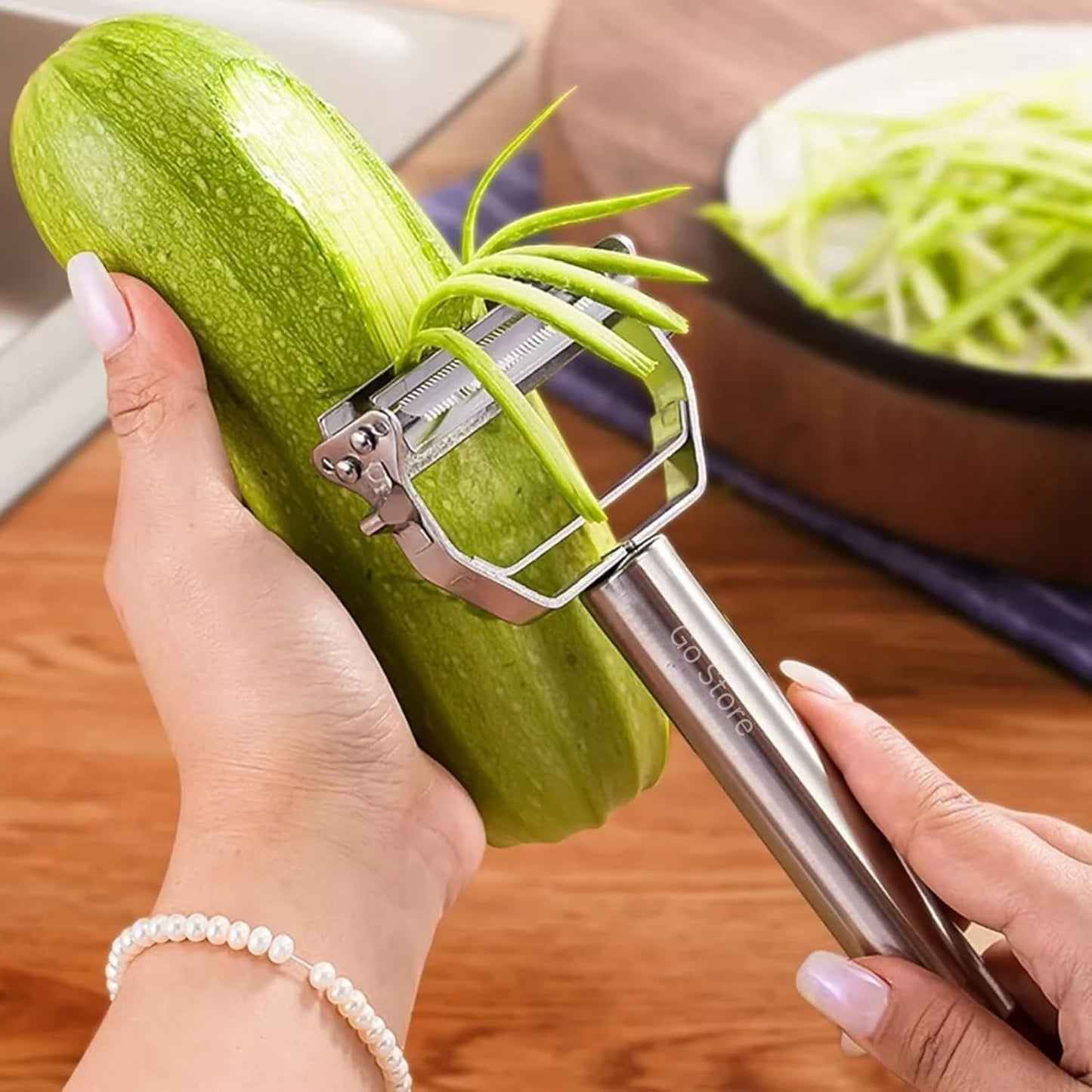 Go Store Stainless Steel Dual Blade Vegetable Peeler and Julienne Slicer, Silver