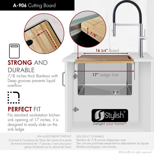 Workstation Kitchen Sink Accessories Kit. Includes: Colander, Drying Rack and Cutting Board for 17 inches sink opening, A-919KIT