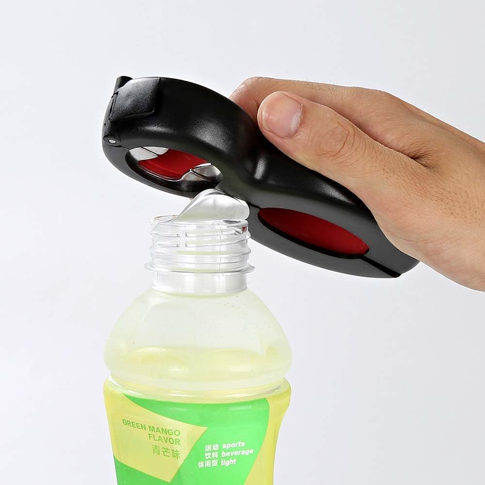 Bottle Opener Set,2Pcs Inclinding 5-in-1 and 6-in-1, Can, Soda, and Jar Openers, Twist Off Lid – Jar Opener for Seniors and Arthritic Hands (Gray Black)