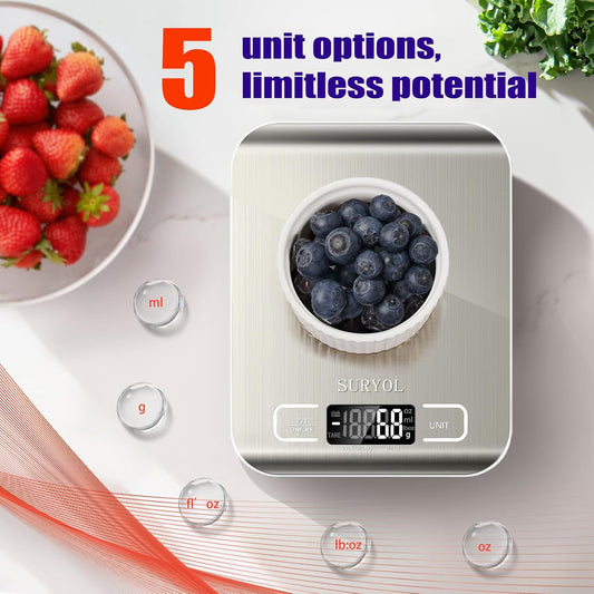 Food Kitchen Scale High-Precision Digital Scale Accurate Weighing for Baking & Cooking Enthusiasts(Silvery & Grayish Green)