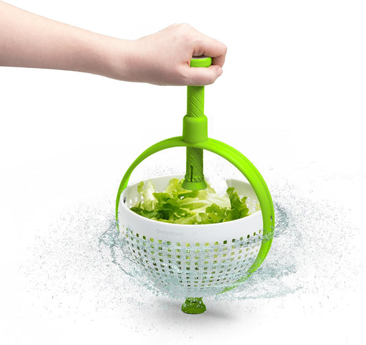 Spina 2-in-1 Collapsible Salad Spinner & Colander | Compact storage, in-sink salad washer and strainer, 12 cup capacity, cleans fruit, vegetables and berries, drains pasta