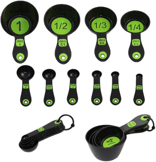 Set of 10 Piece Measuring Spoons and Measuring Cups (White & Blue)