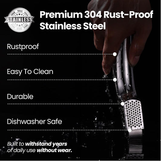 Lifetime Replacement Garlic Press Stainless Steel No Need to Peel, Detachable Handle for Fine Mincing-Premium Garlic Mincer Tool, Rust-Proof, Easy to Clean, Dishwasher Safe Garlic Crusher