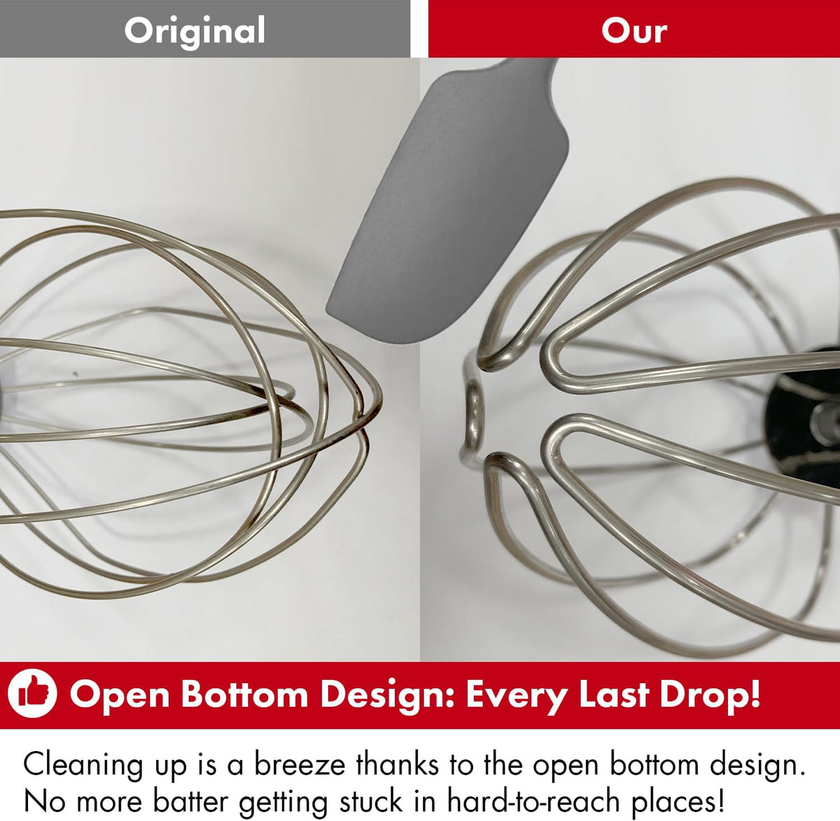 QAP Stainless Steel Wire Whip Fits KitchenAid 4.5 5 QT Tilt Head