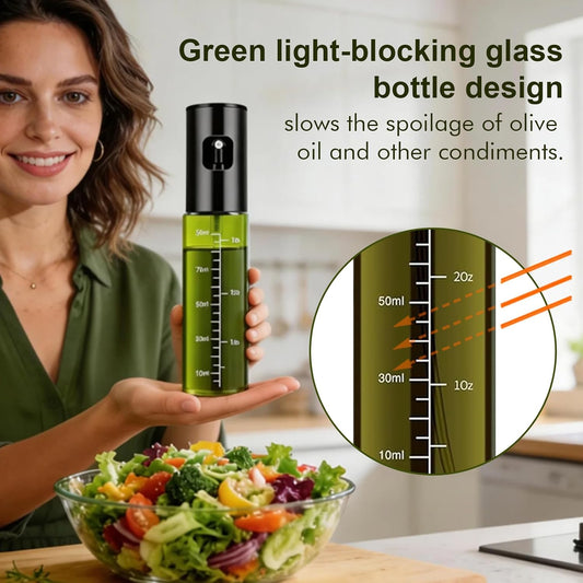 Oil Sprayer for Cooking, Light-Proof Olive Oil Sprayer Mister with Scale, 100ml Olive Oil Spray Bottle, Air Fryer Vegetable Vinegar Oil Portable Mini Kitchen Gadgets for Baking, Salad, Grilling, BBQ