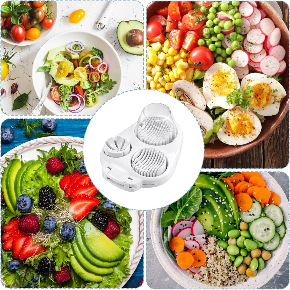 Egg Cutter, 3 in 1 Multipurpose Cheese Cutter and Butter Cutter with Cleaning Brush, Kitchen Cutter for Hard Boiled Eggs and Strawberries, Fruit Cutter For Egg Strawberry Mushroom
