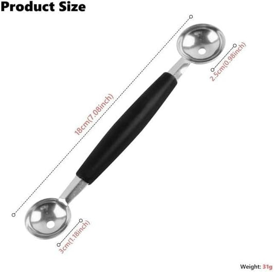 Black Double-Sided Fruit Melon Baller Spoon 2 in 1 Stainless Steel Melon Ballers Melon Scoop for Watermelon Cantaloupe Icecream Ball,18cm,Fruit and Vegetable Tools,Melon Ballers,Kitchen and Dining