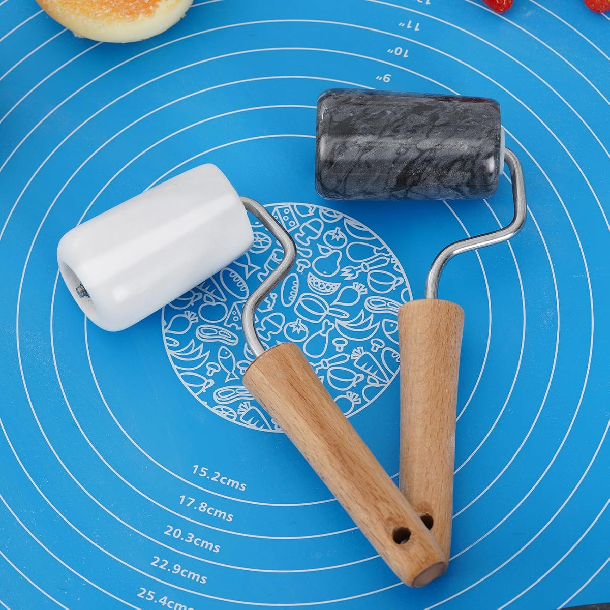 Small Marble Rolling Pin Pizza Roller, Marble Dough Roller Non-Stick T-Type, For Cake Baking Tortilla Fudge Pizza Cookies and Other Kitchen Baking Cooking (Type 2 White).