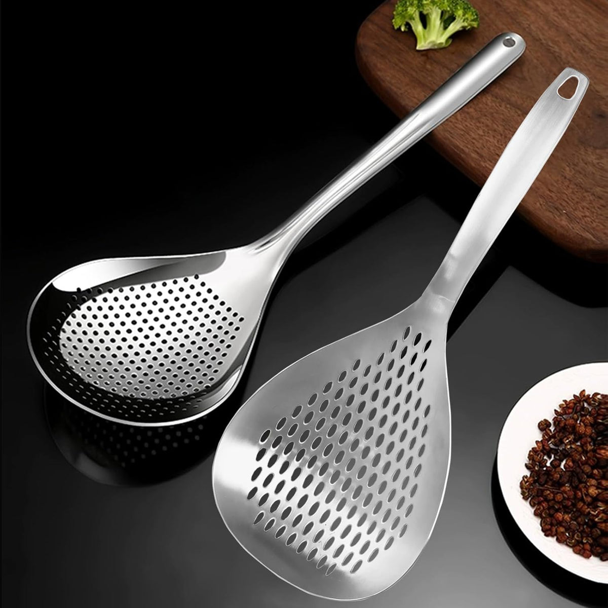 Stainless Steel 2 Pack Pasta Skimmer Spider Strainer