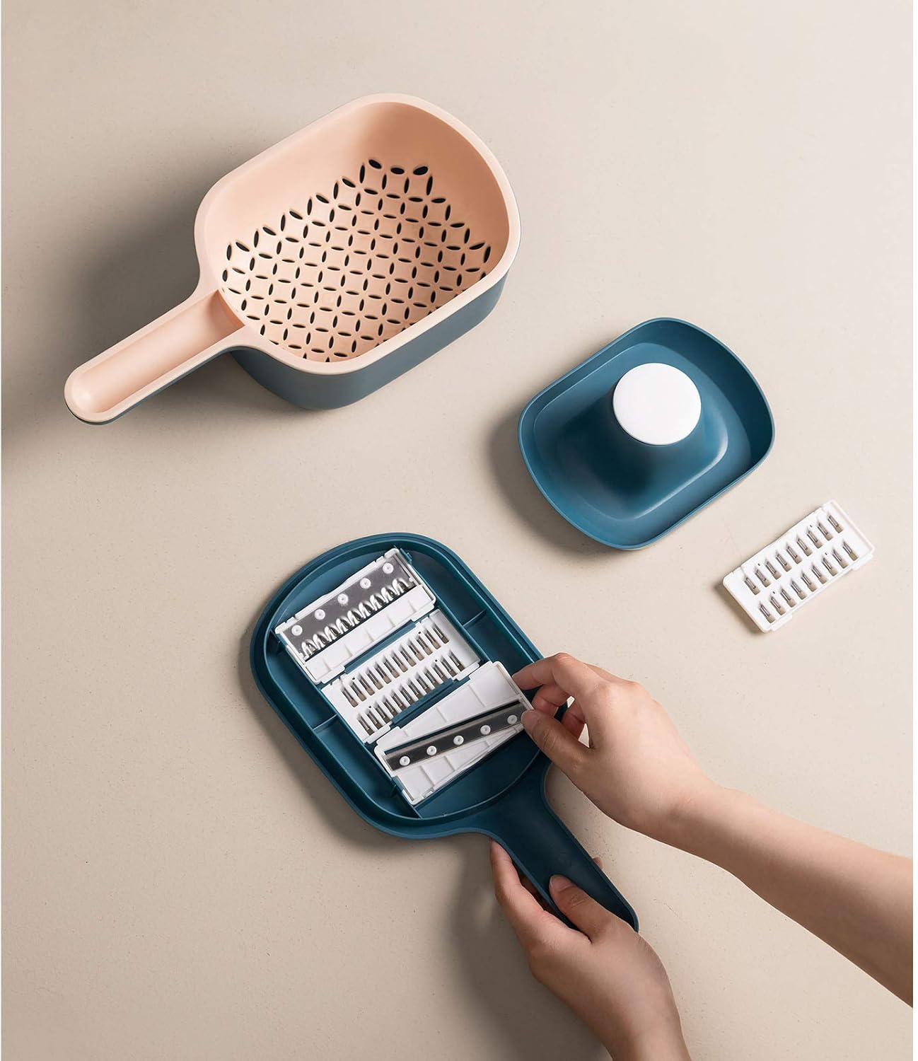 Vegetable Chopper-Spiralizer Vegetable Mandoline Slicer-Onion Chopper with Container-Pro Food Chopper with Container-4 Blades