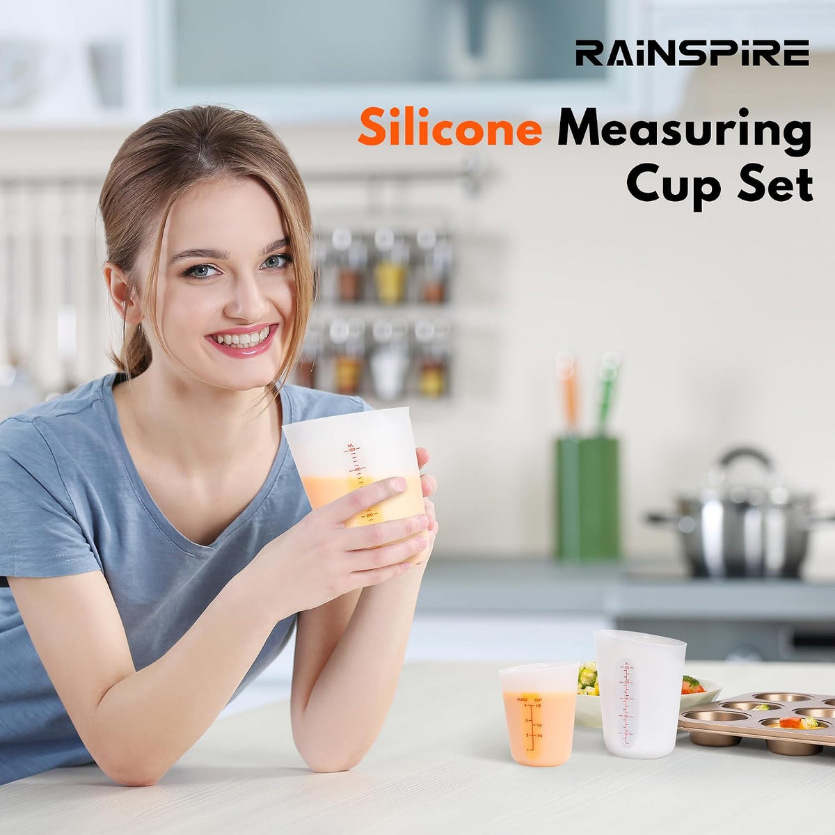 Silicone Measuring Cups for Melting Chocolate ml/oz/cup Marks Silicone Cups