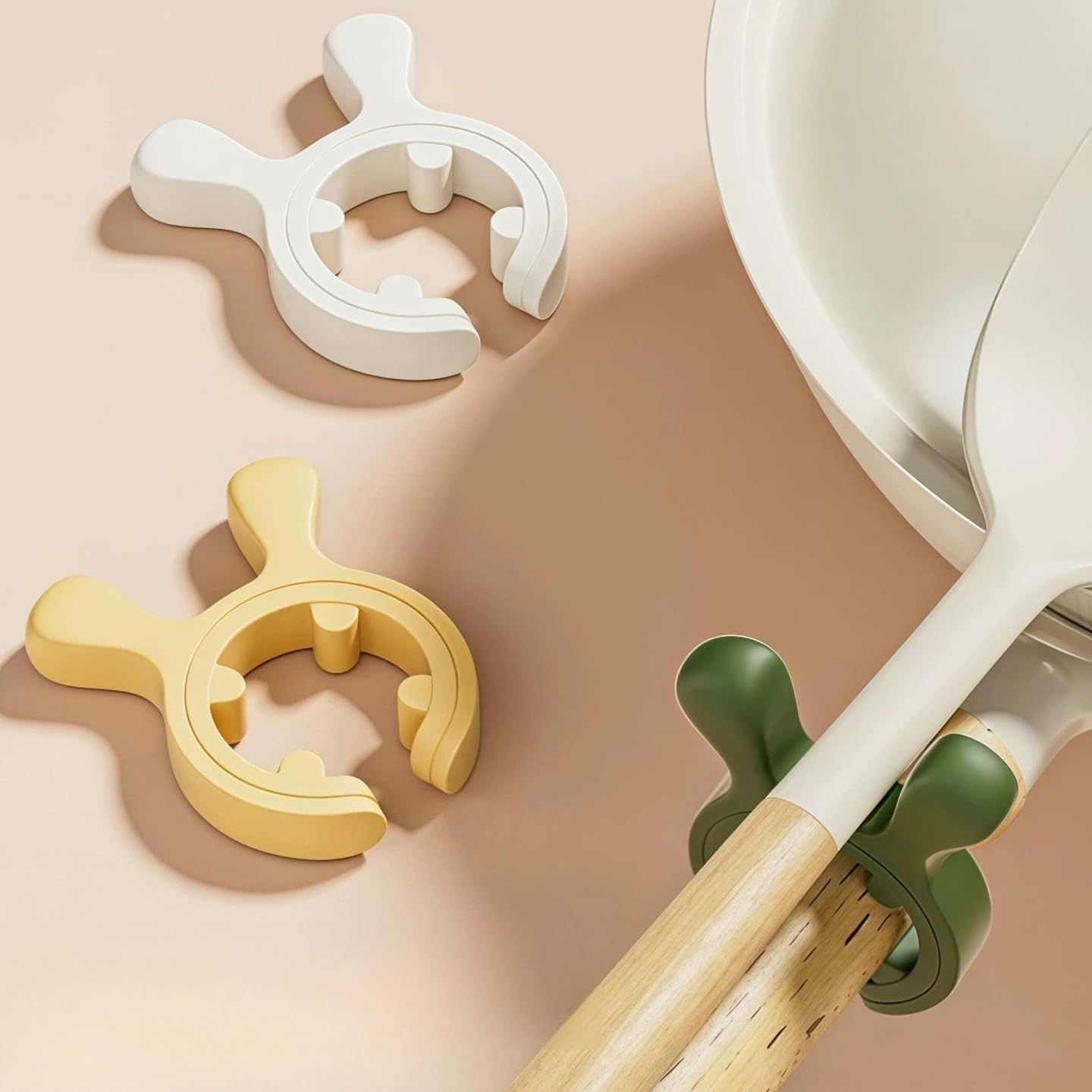 3-Pack Deer Antler Silicone Spoon Rest - 2-in-1 Clip-On Pot Handle Holder & Boil Over Guard, Heat Resistant Utensil Rest for Stovetop - Kitchen Gadget Gift Set (White 3PCS)