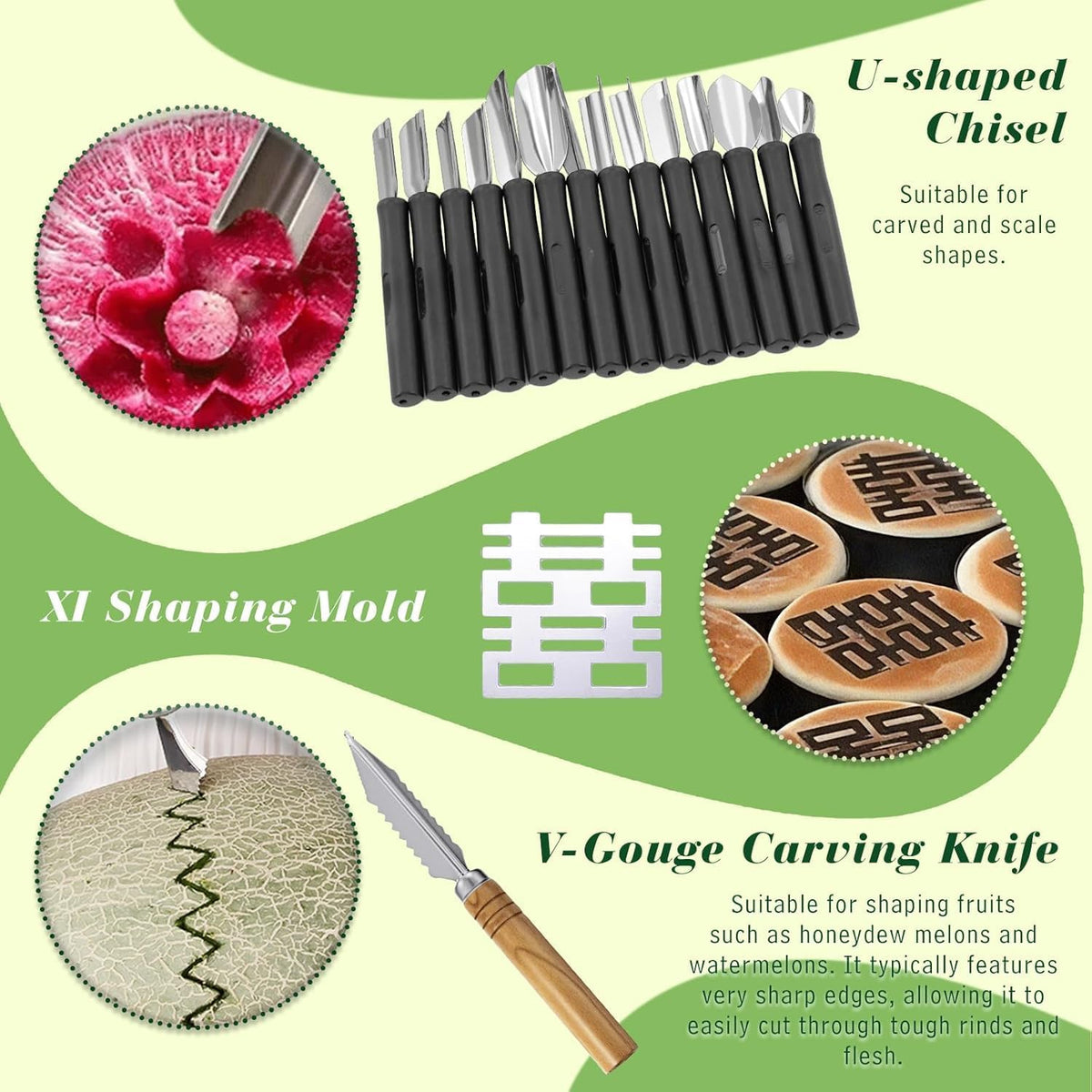Stainless Steel Fruit Carving Tools Set with Portable Case