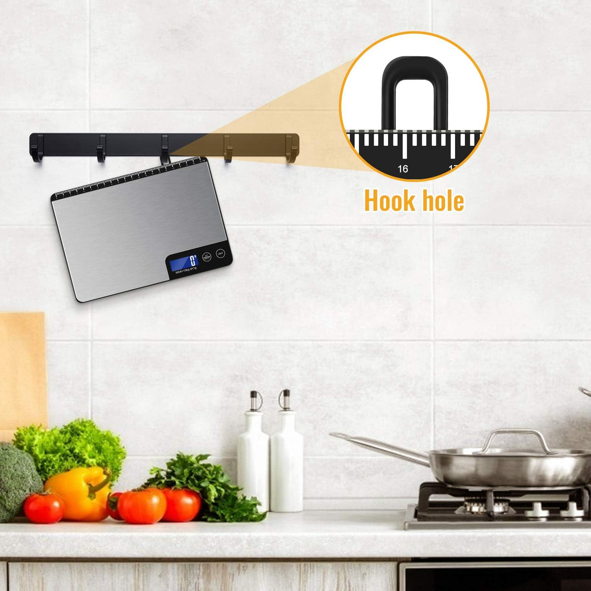 33lb Digital Kitchen Scale with Large Weighing Area (9 in)