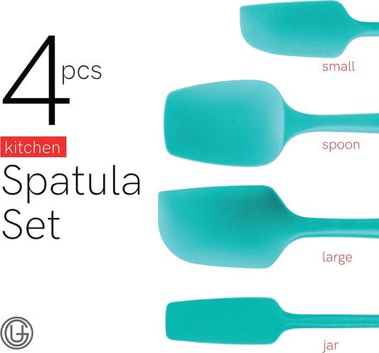Silicone Spatula Set 600°F - High Heat Resistant Nonstick, Small and Large Kitchen Spatulas - Flexible BPA Free Professional Grade Cookware - Utensils for Cooking, Baking, Mixing(Teal)
