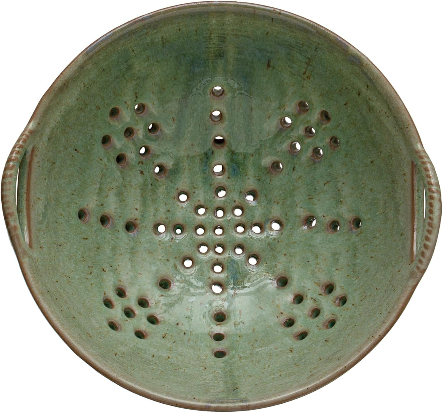Stoneware Berry Bowl with Handles, Aqua Reactive Glaze