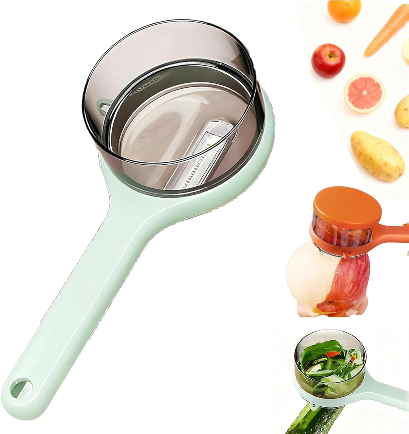 Peeler with Container - New with Box Storage Kitchen Special Fruitpeeler,Vegetable Peeler with Storage Box, Double-Sided Stainless Steel Multi-function Peeler for Home Kitchen (Orange)