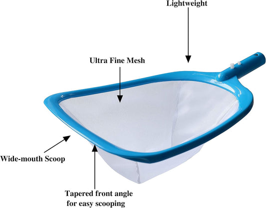 Pool Spa Leaf Skimmer Net with White Ultra Fine Mesh with 4" Deep Pocket Great for Removing Leaves & Debris in In-Ground Pool Spa and Above Ground Pool, Inflatable Pool, Hot Tub, and Fountain