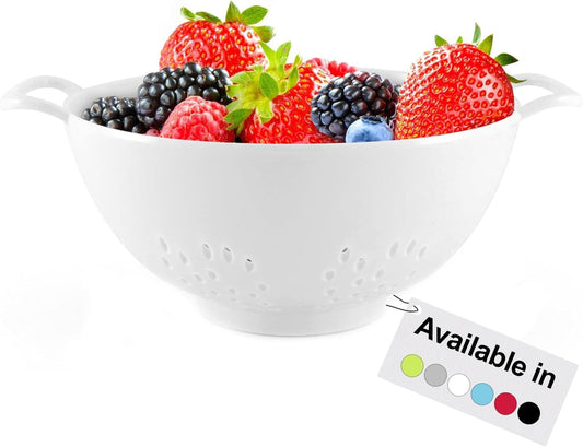 6-Inch Small Colander, 3-Cup Food Strainer, Smooth White