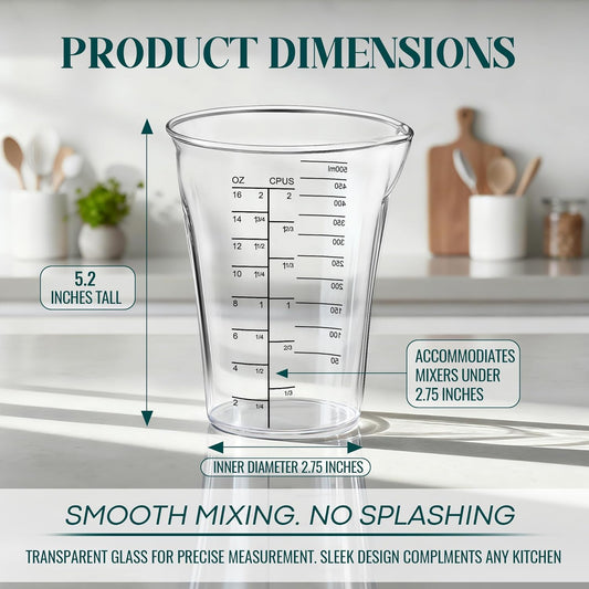 16oz Blender Measuring Cup Compatible with Cuisinart CSB-79 CSB79MC | 16oz (500ml) immersion blender cup is specially compatible with Cuisinart Smart Stick Hand Blender CSB-79 and CSB79MC