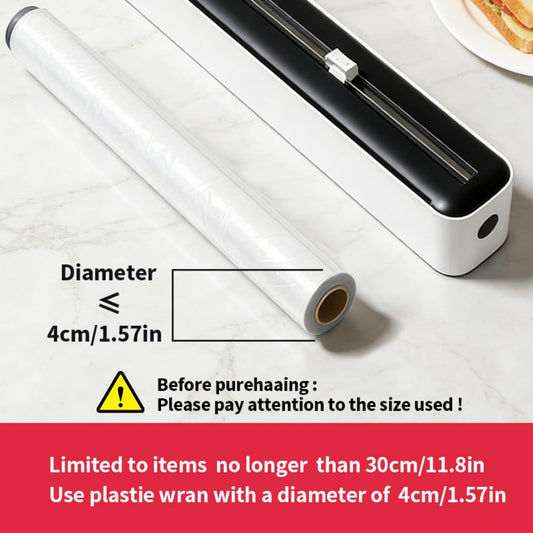 Plastic Wrap Dispenser with Slide Cutter, Cling Film Dispenser with Safe Hidden Blade, Easy Refill Food Wrap Holder Fits 12 Inch Standard Rolls, Countertop Kitchen Wrap Organizer