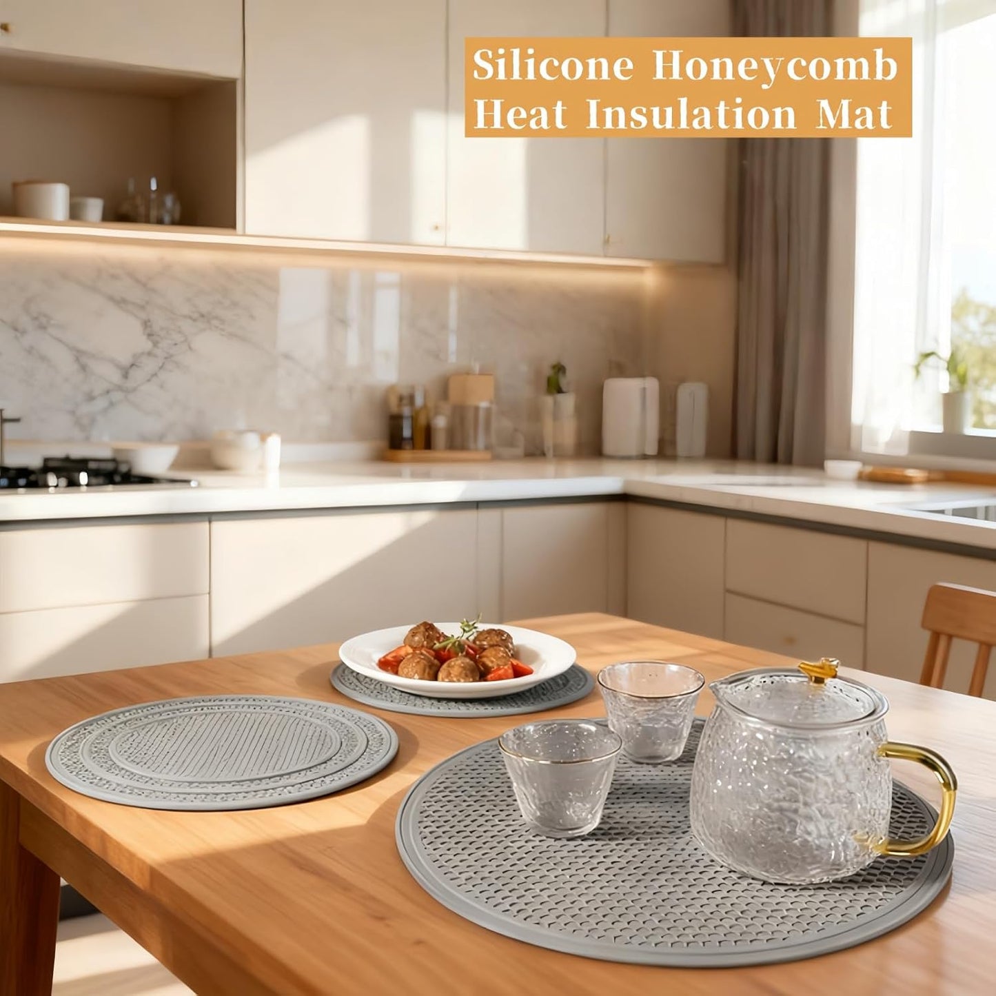 3 PCS Silicone Microwave Mat Heat Resistant Multifunctional Mat(8 10 12 Inch),Trivet,Splatter Guard,Pot Holder,Baking,Silicone Draining Mat,Place Mat,Dishwasher Safe(Gray)