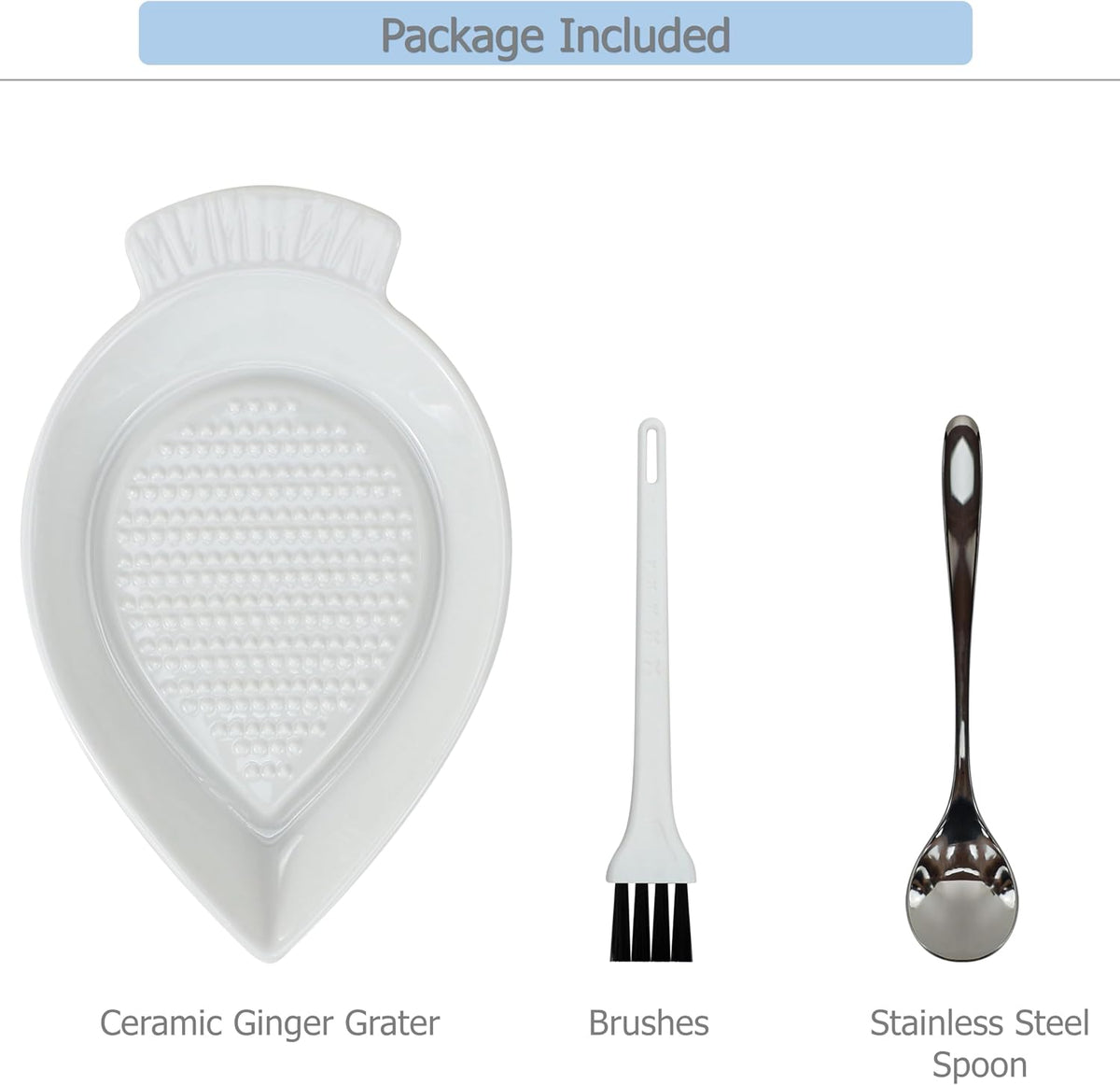Ceramic Grater Plate Grinding Dish with Spoon and Brushes