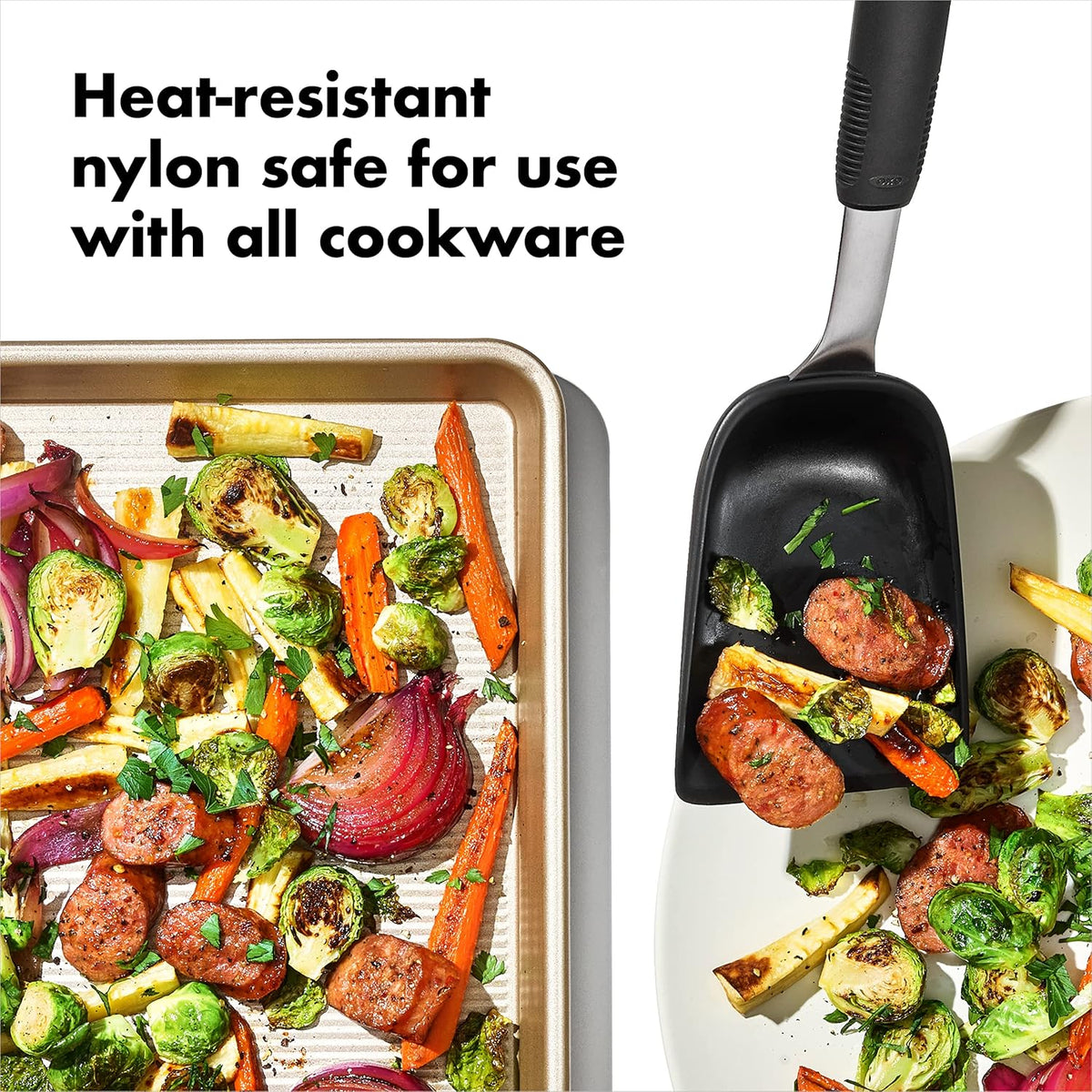 Good Grips Sheet Pan Roasting Scoop for Vegetables and More, Black