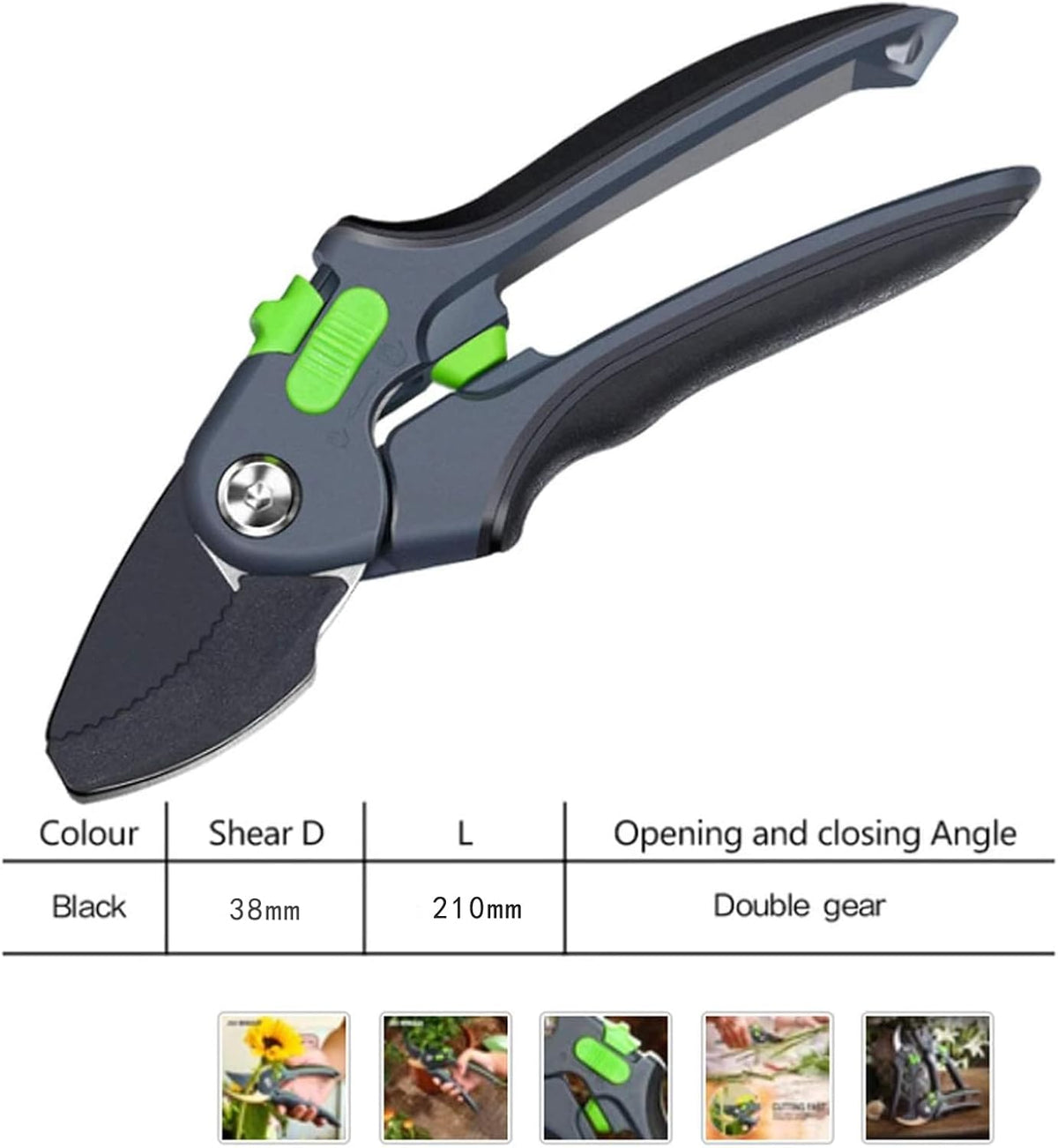 Garden Shears, Sharp Pruners for Gardening with Locking Mechanism, Ideal for Trimming, Harvesting
