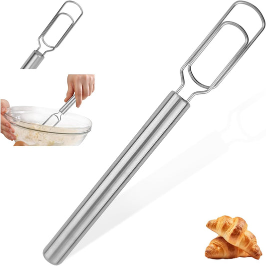 Sourdough Starter Danish Dough Whisk, 12 in Stainless Steel | Narrow coil head reaches jar corners for starter, dough and batter; 1 whisk, dishwasher safe