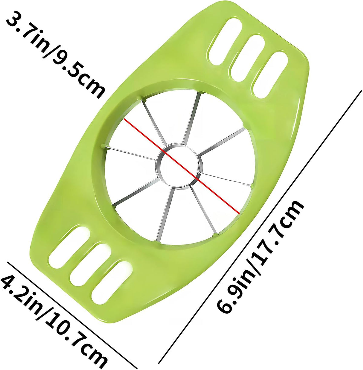 Apple Cutter Slicer 3.5 Inch,Stainless Steel Apple Corer for Fruits,Vegetables(Green)