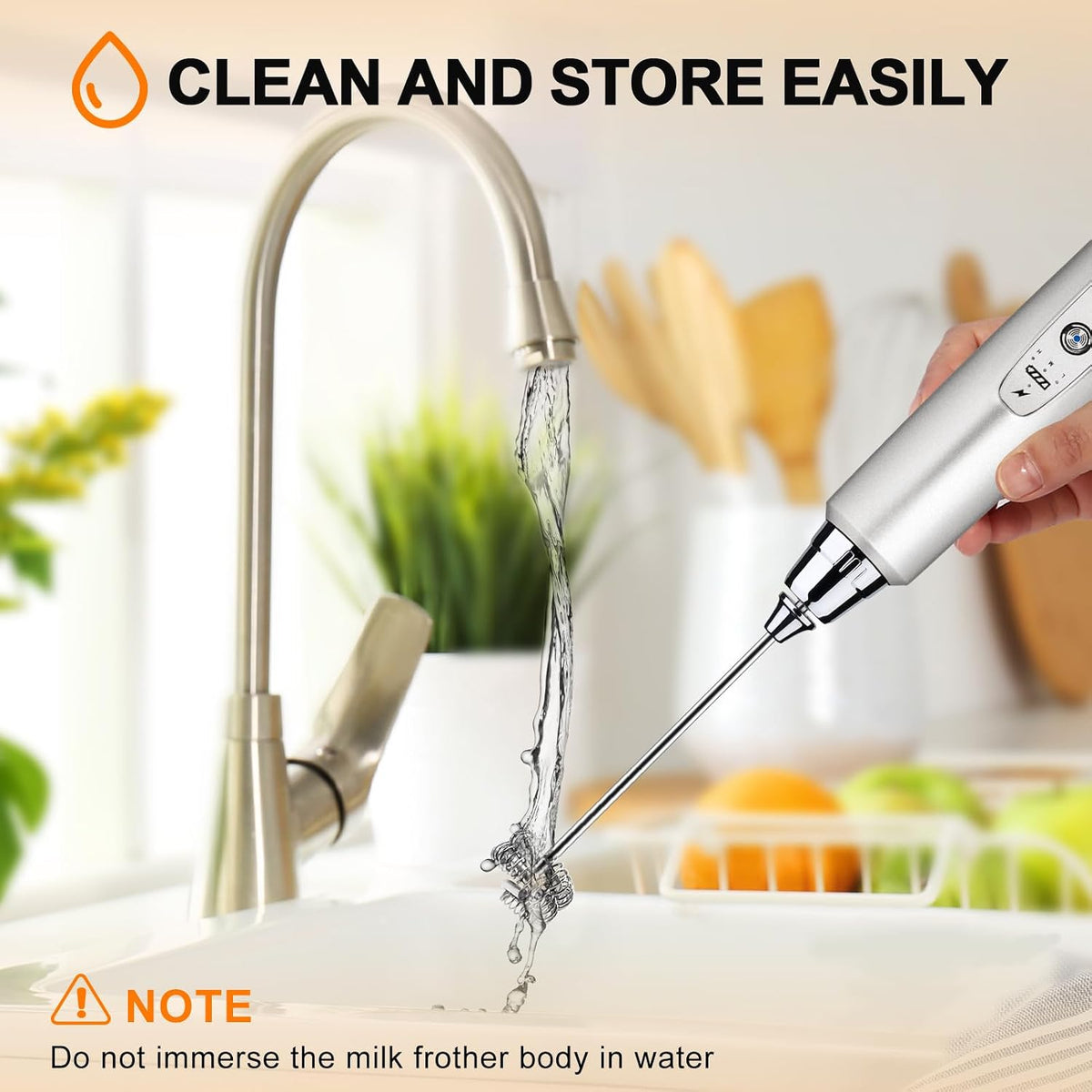 Handheld Milk Frother Wand for Coffee, Rechargeable Electric Whisk - Colors A