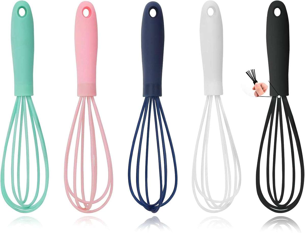 5 Pcs Silicone Mini Whisk,Stainless Steel Dough Small Whisk