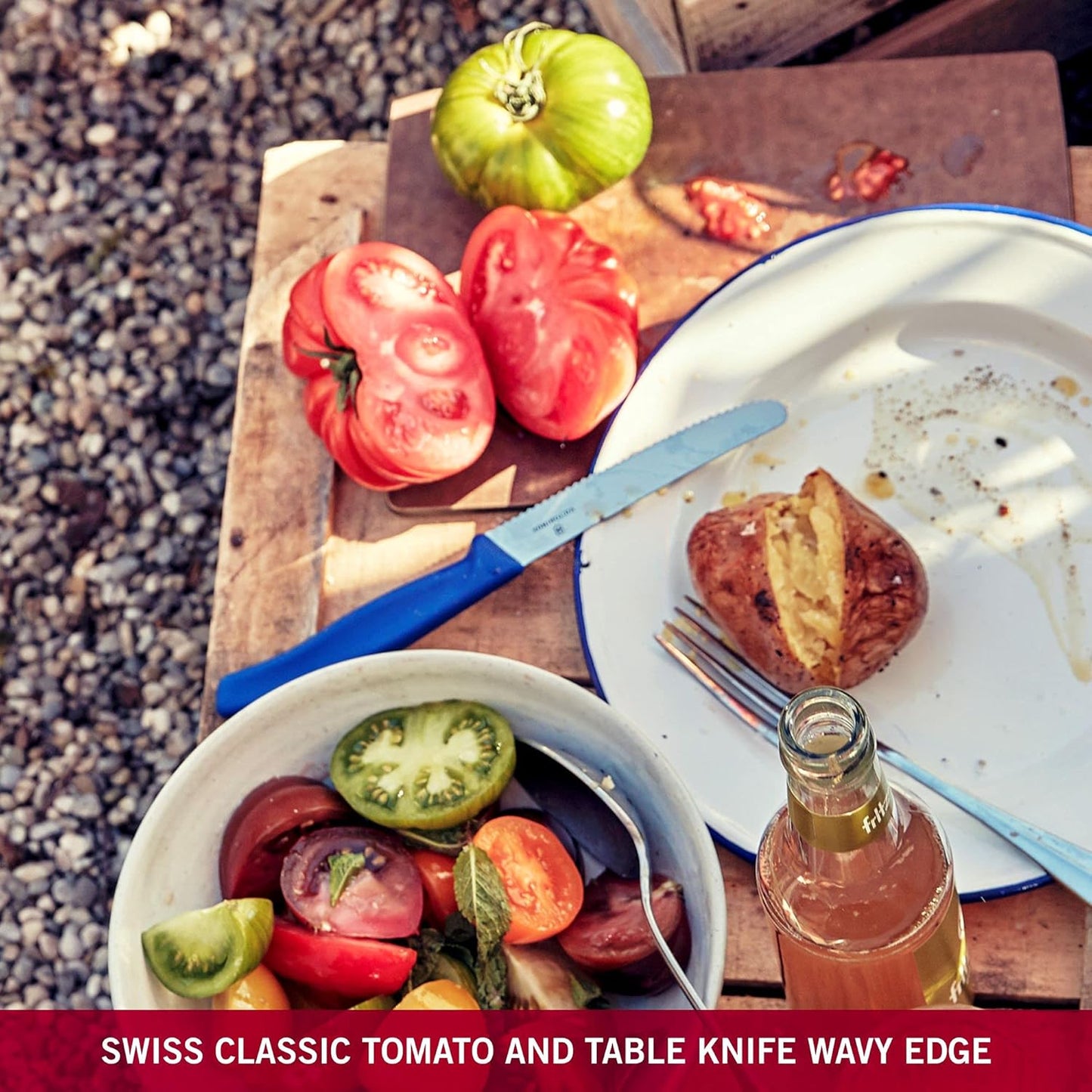 Swiss Classic 4.3 In Tomato and Table Knife,Serrated Blade, Red | stainless steel blade for precision cutting of soft-skin fruits and vegetables. Ergonomic non-slip handle.
