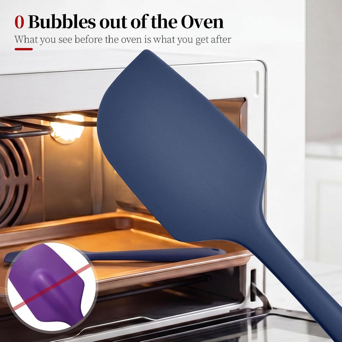 600ºF Heat Resistant Silicone Spatula Spoonula Set of 2, Aqua Sky