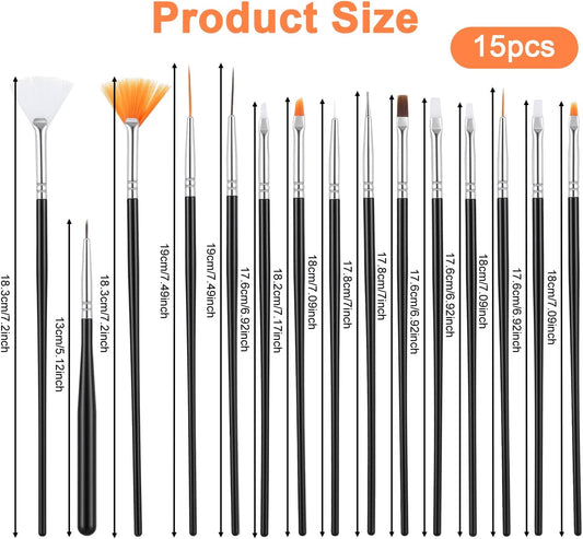 15 PCS Cake Decorating Brushes, Sugar Cookie Decorating Brushes Kit | Food Safe Basting Brush Multifunctional Decorative Baking Supplies Candy Icing Pastry Brush for Bakers(Black)