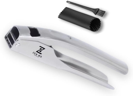 304 Stainless Steel Garlic Press, Heavy Duty Mincer & Crusher Tool, No Peeling Needed, Large Capacity Garlic Press and Masher, Easy Squeeze Presser, Rustproof Dishwasher Safe Kitchen Gadget