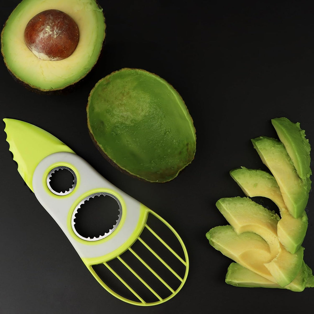 3-in-1 Avocado Tool-Cuts, Pits&Slices Fast, Non-Slip Grip, Dishwasher Safe