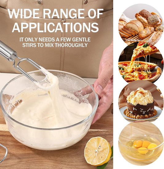 Danish Dough Whisk for Sourdough Starter Mixer Stick, 12" Stainless Steel Dough Whisk, Bread Mixer for Cooking, Mixing, Sourdough, Pizza, Dishwasher Safe
