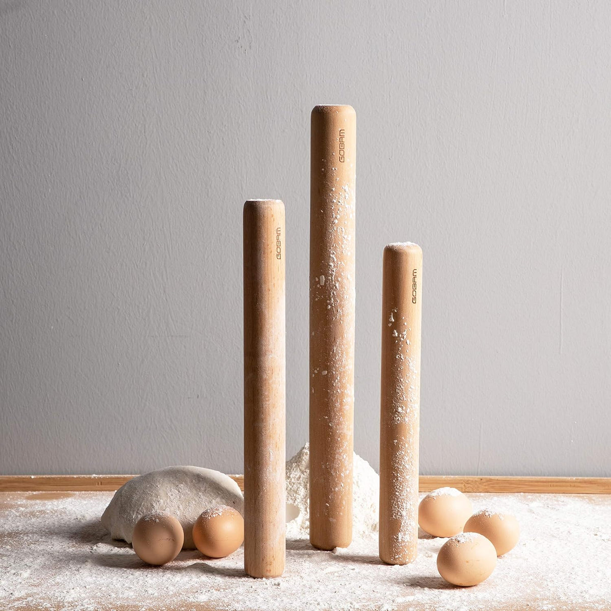 Wood Rolling Pin, Small - Dough Roller for Pasta, Cookies, Pie, Pizza, Chapati, Fondant, Rolling Pins for Baking, Bread Making Tools and Supplies - 11 x 1.38 Inches