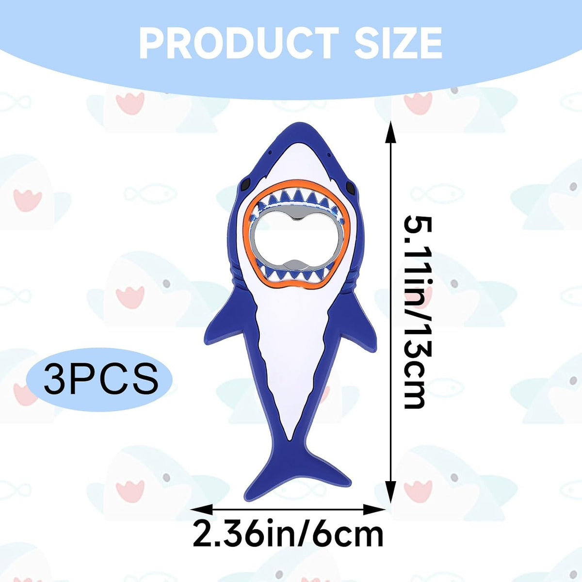 Shark Bottle Opener, Magnetic Beer Bottle Opener for Refrigerator, Silicone Stainless Steel Beer Bottles Openers, Pop Can Soda Can Openers for Boyfriend Husband Father (Blue)