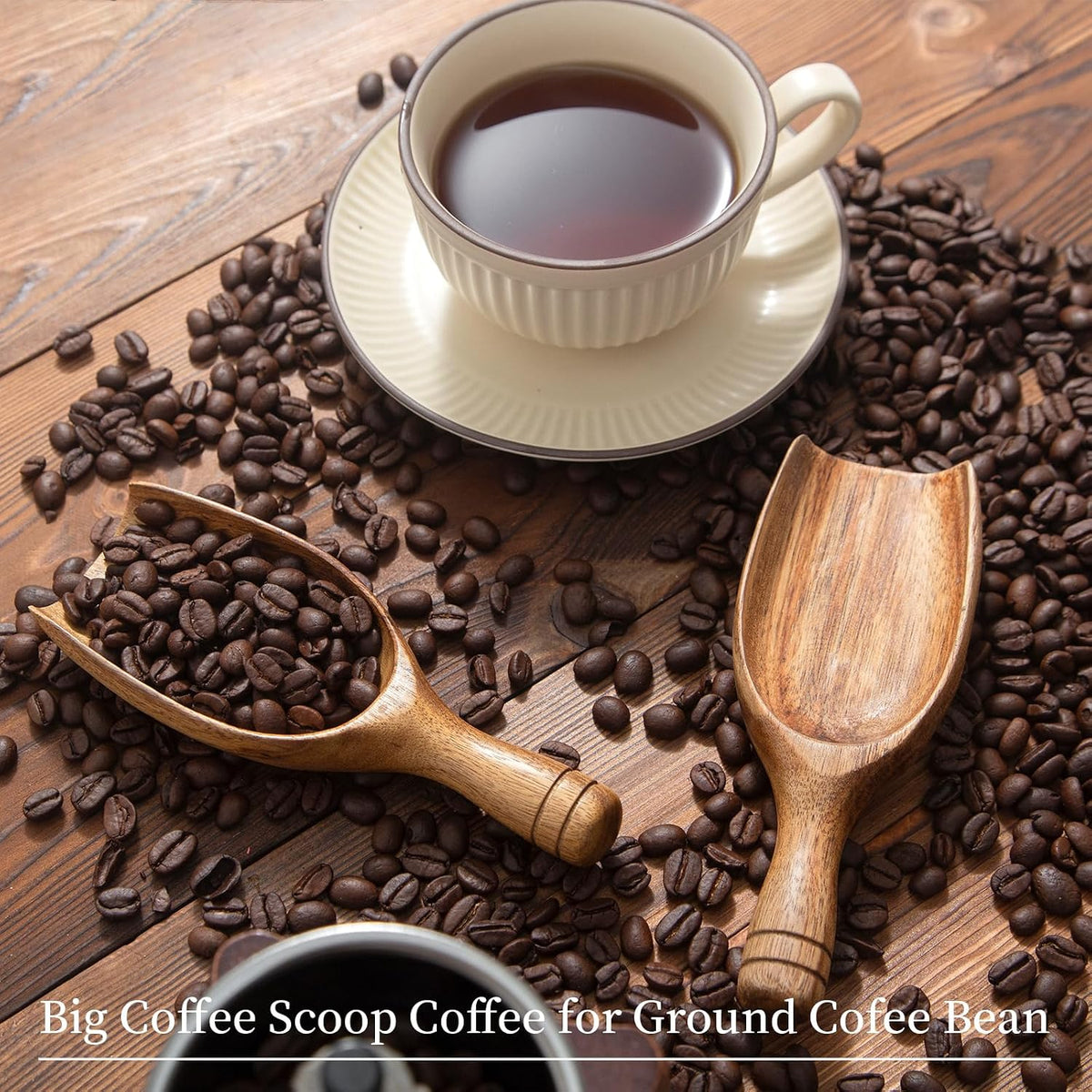 Big Wooden Coffee Scoop, Large Coffee Scoops for Ground Coffee Beans, Acacia Wood Shovel Spoons Multipurpose for Jars Canisters,Kitchen Scooping Tool Salts Spice Pepper Powder Tea Shovels