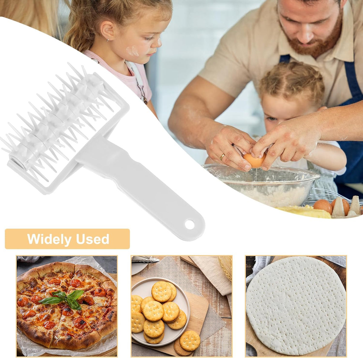 Pizza Dough Docker Roller Plastic Pastry Bubble Docker Roller with Spikes Pizza Oven Accessories for Home and Commercial Pizza Cookie Pie Pastry Bread (20cm/ 7.9")
