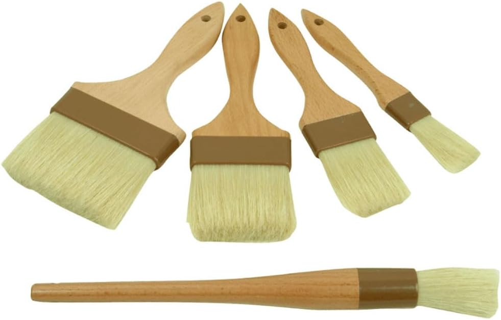 2 Pieces Pastry Brushes Basting Oil Brushes with Boar Bristles, Beech Hardwood Handles Barbecue Grill BBQ Brush for Spreading Butter, 3 Inch Width Kitchen Cooking Baking Brush