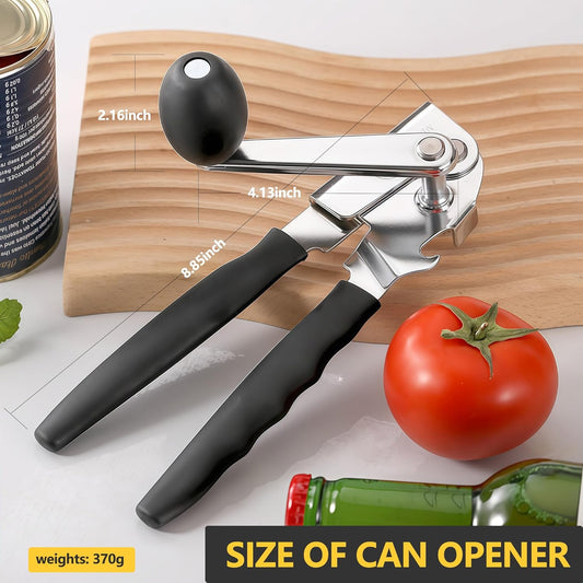 Stainless Steel Manual Can Opener with Magnet, Long Handle for Big Cans | Effortless Long Handle Strong Magnet Lifts Lid Safe Smooth Edge Ideal For #10 Big Cans Restaurant Kitchen Arthritis Senior