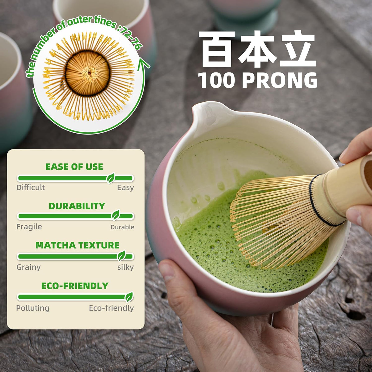 Matcha Whisk Set Black, Matcha Set,Matcha Kit for Ceremony,Tradition Tea Set for Making Breakfast/Latte,Matcha Whisk Set with Bowl(Chawan)/Whisk and Holder,Gift for Family/Friend