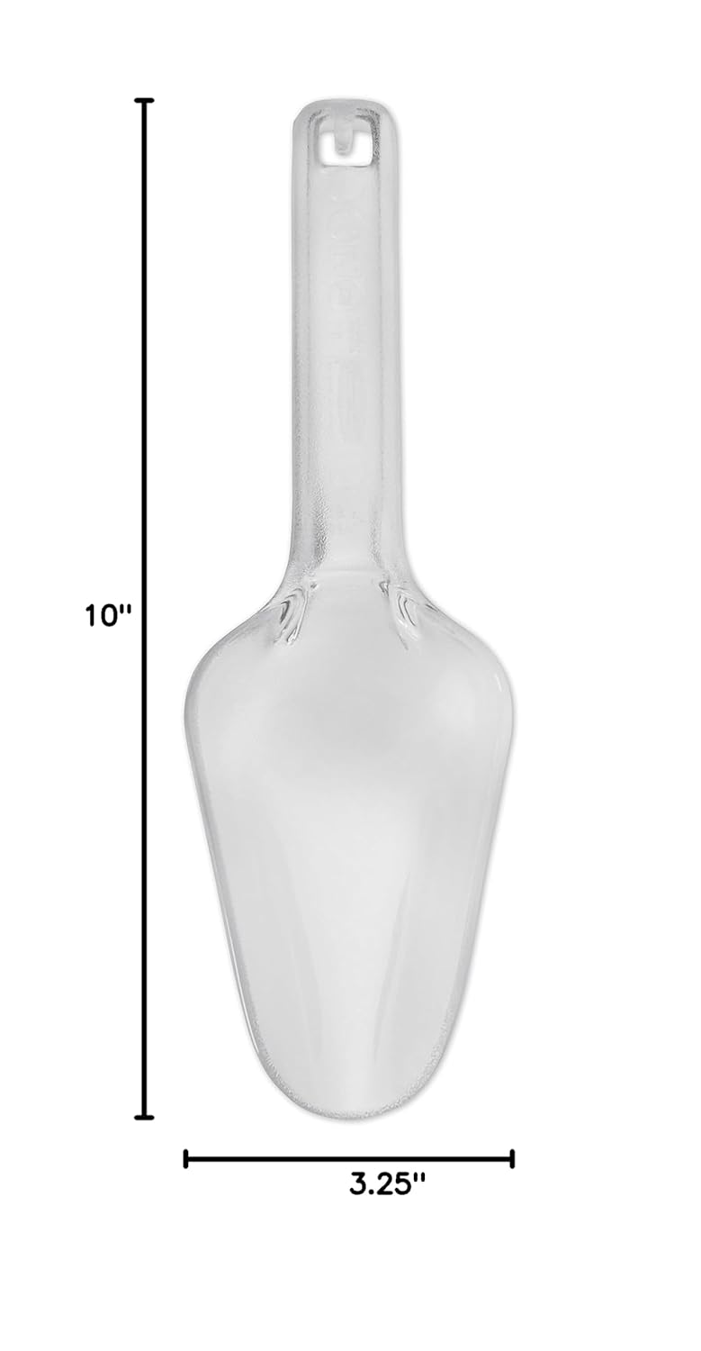 Plastic Utility Ice Scooper, 6-ounce, Clear, Dishwasher Safe Kitchen Scoop for Weddings/Bar/Ice Bucket/Kitchen/Popcorn