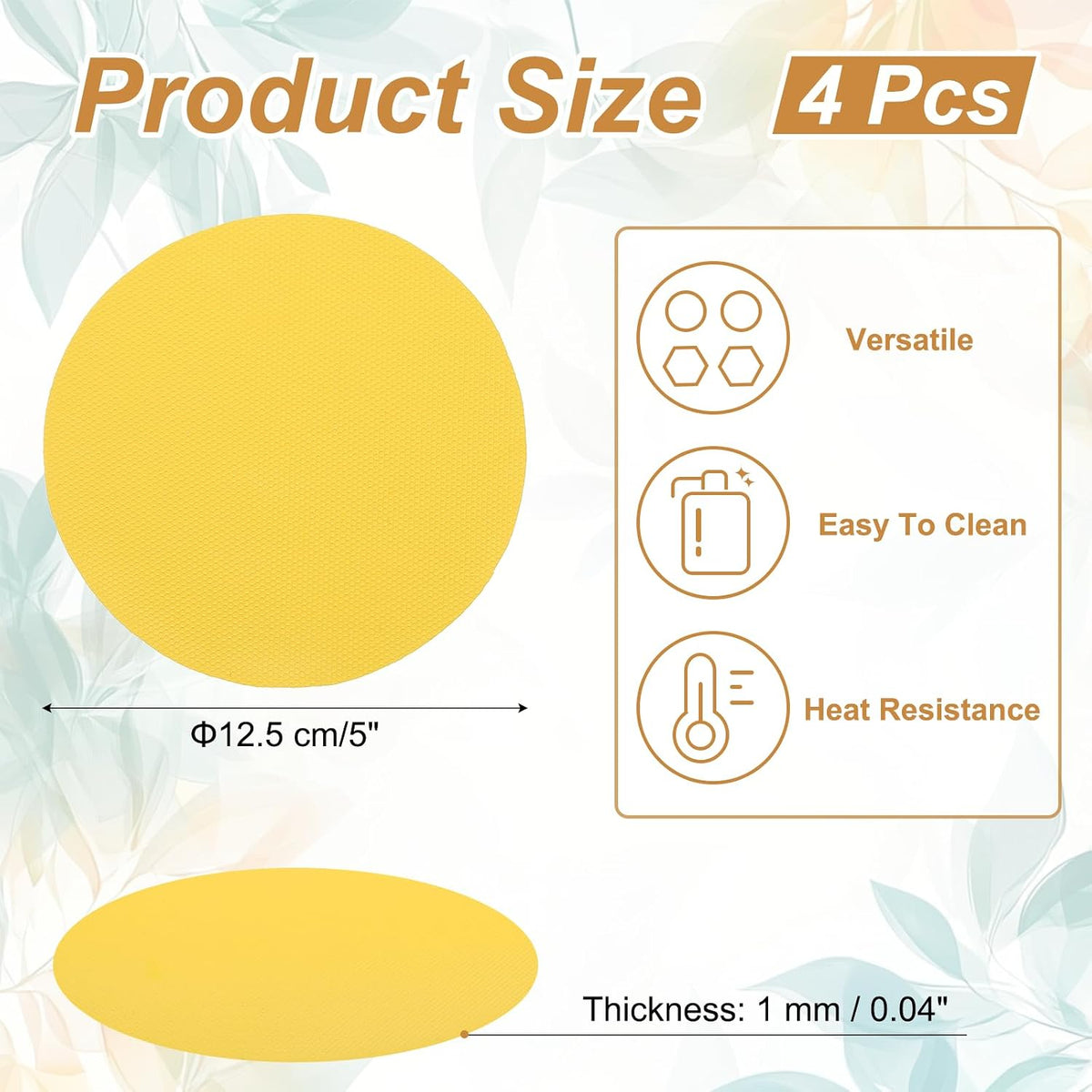 4pcs Silicone Jar Opener Pads, 12.5cm/5" Texture Can Opener Multipurpose Round Bottle Lid Opener Non-Slip Coasters for Weak Hands Seniors Children, Gray