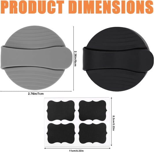 2pcs Salad Dressing Bottle Cap Compatible with Good Seasons, Leak-Proof Airtight BPA-Free Silicone Salad Dressing Cruet Top Replacement Tight Fit & Closeable Cap(Grey, Black)